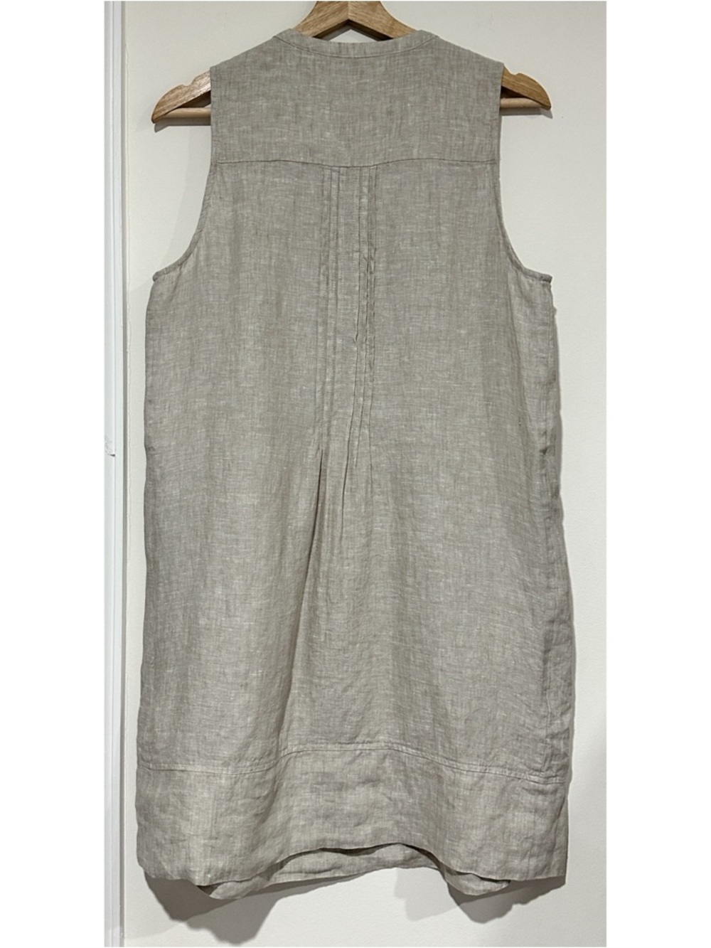 Quince Women 100% European Linen Sleeveless Mini Swing Dress Flax - Picture 4 of 9